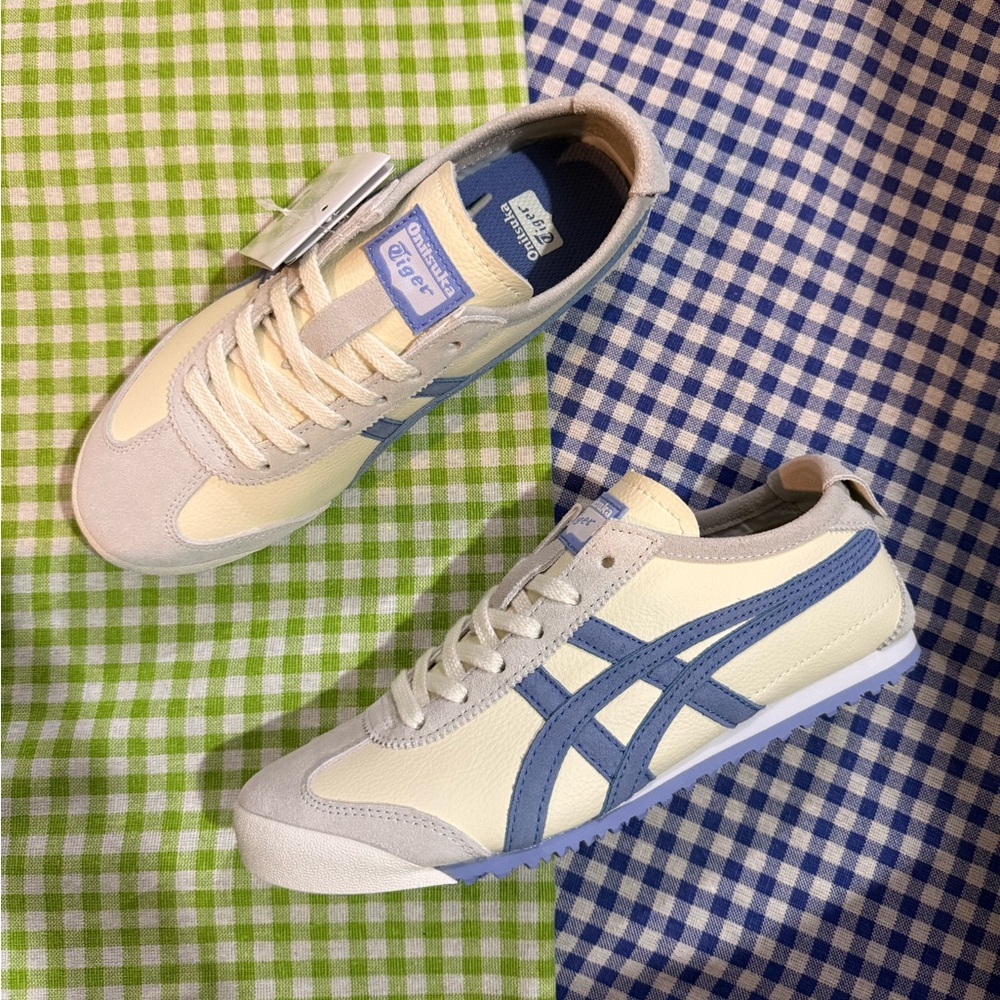 Onitsuka Tiger by Asics Cream, Light Blue & Pale Yellow Women's Sneakers - Picture 3 of 7